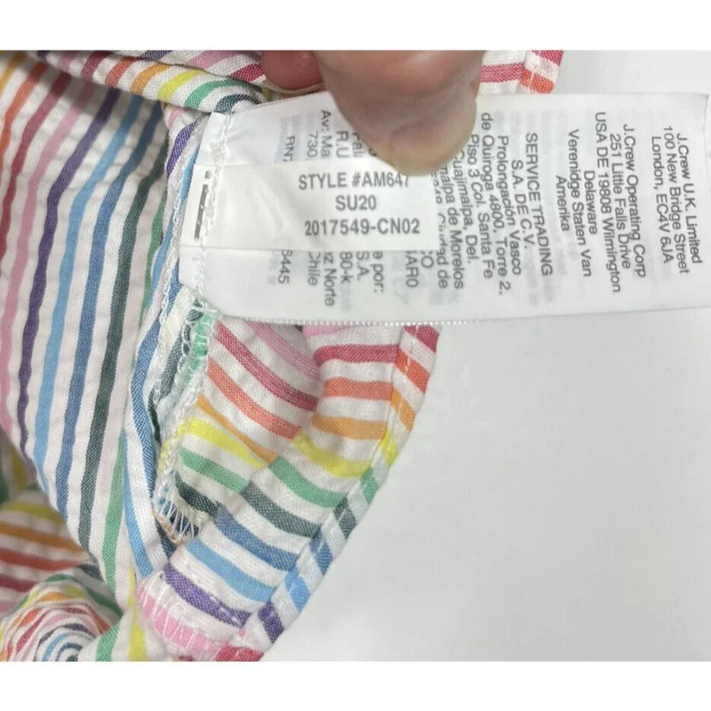 J. Crew Pastel Multicolor Striped V-Neck Peplum Top